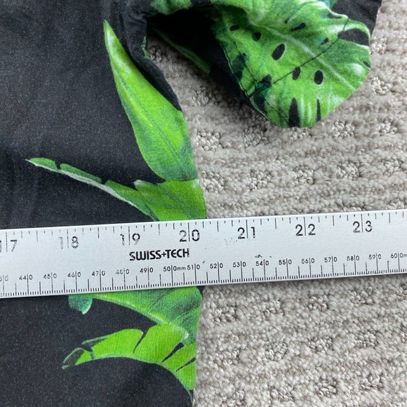 Billabong Gallery Hawaiian Shirt Men Medium M Black Green Floral Button Up Beach - Picture 10 of 12